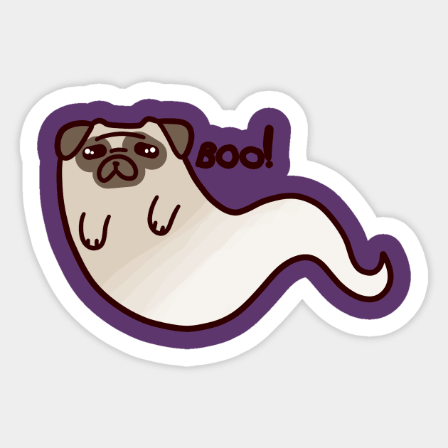 Ghost Pug Sticker by saradaboru